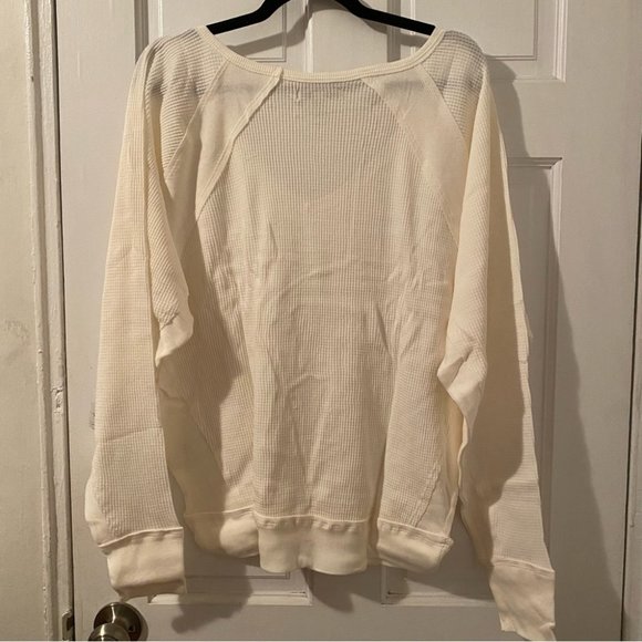 53) NWT Free People Santa Clara Long Sleeve Thermal Top Alabaster - Picture 8 of 8